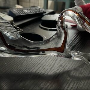 Elegant Glass Sculpture with Brown Accents